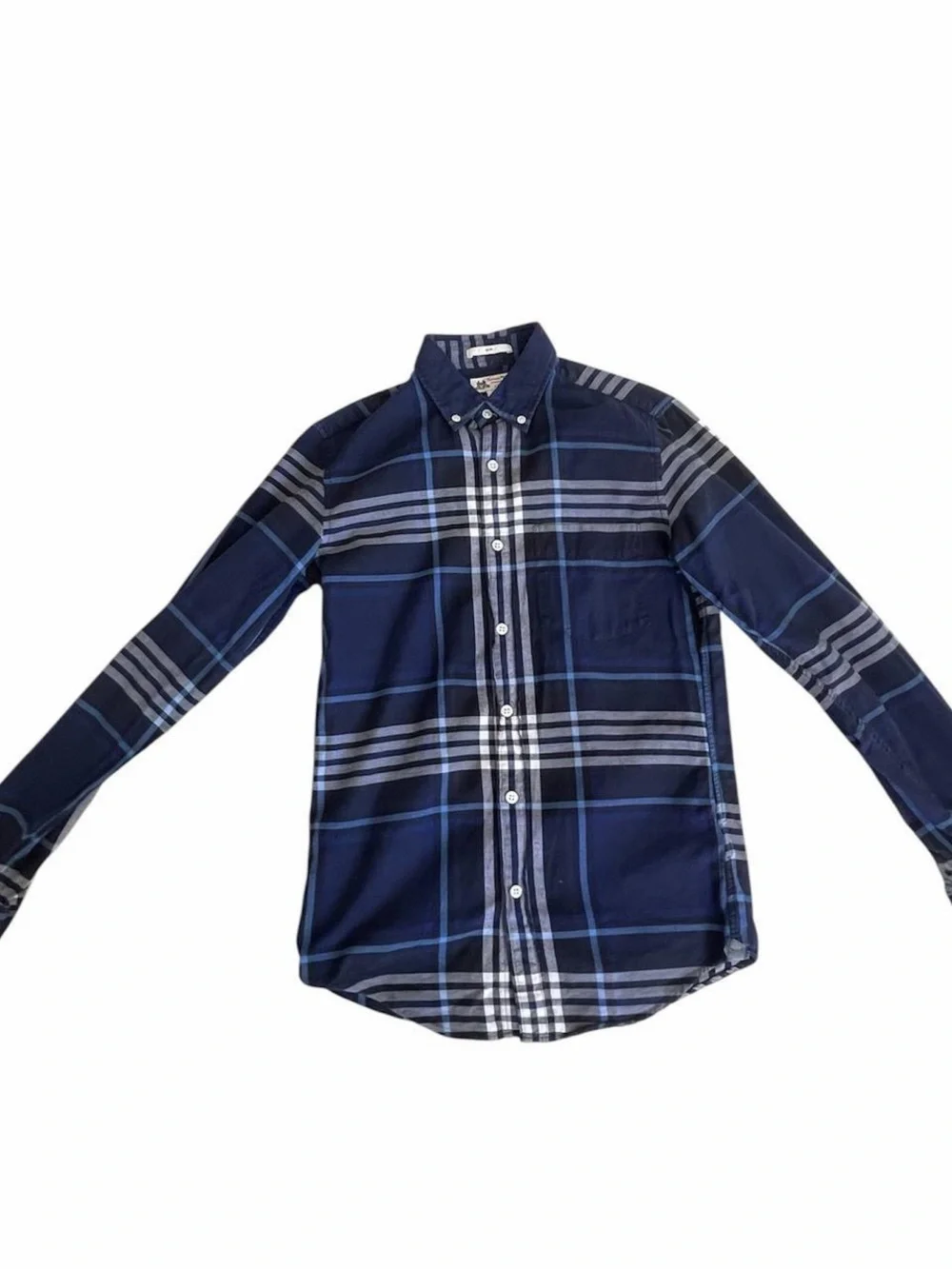 J.Crew Thomas Mason Slim Fit Blue Plaid Cotton Shirt (XS)